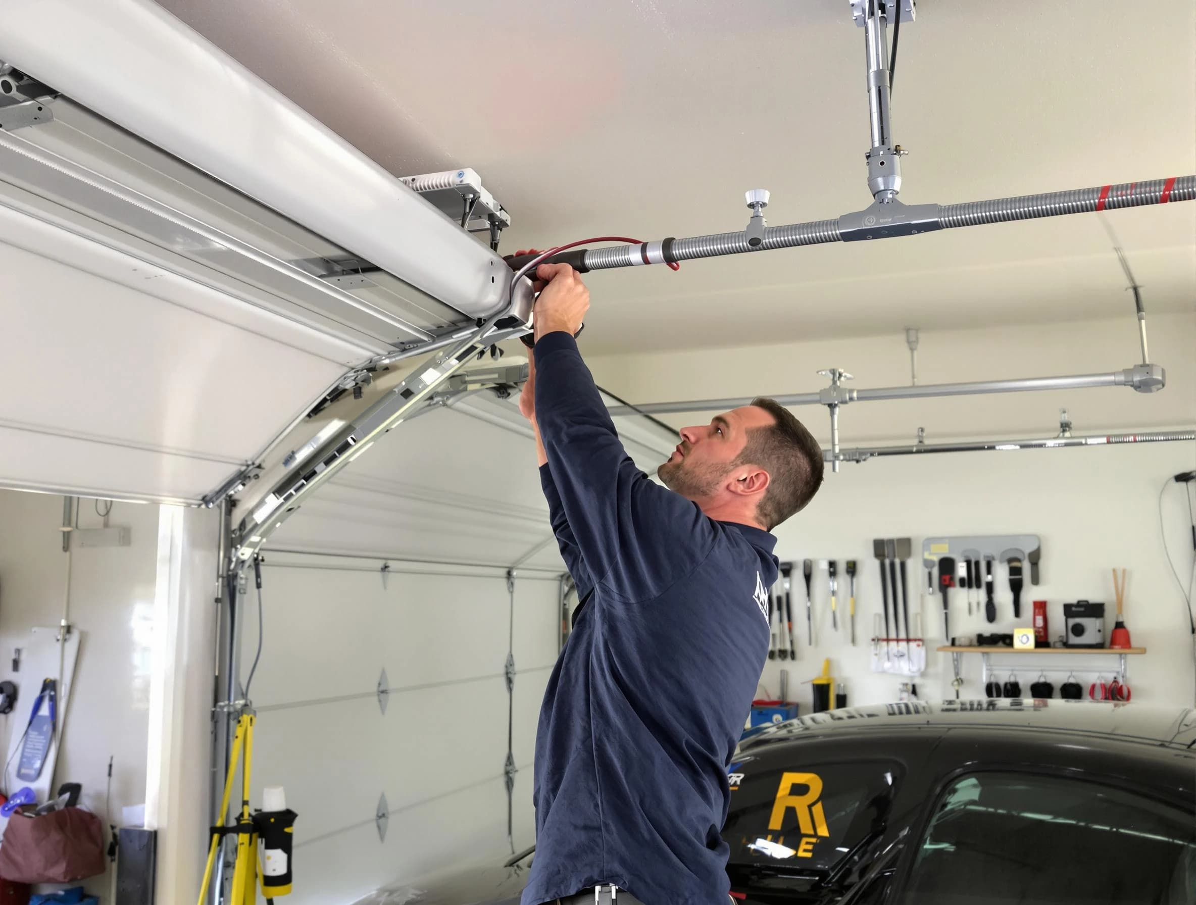 Miami Garage Door Repair technician performing garage door cable repair in Miami