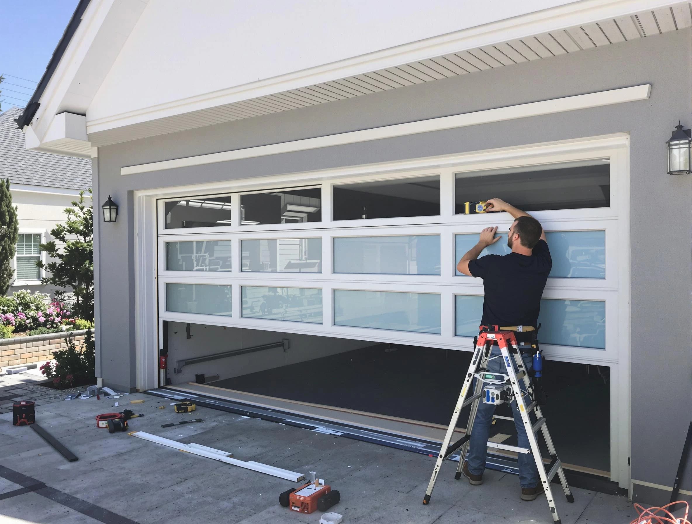 Miami Garage Door Repair team performing garage door replacement in Miami