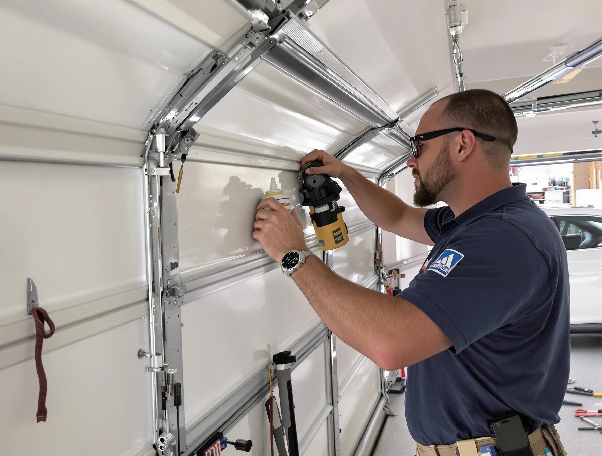 Miami Garage Door Repair technician performing comprehensive noise reduction service in Miami