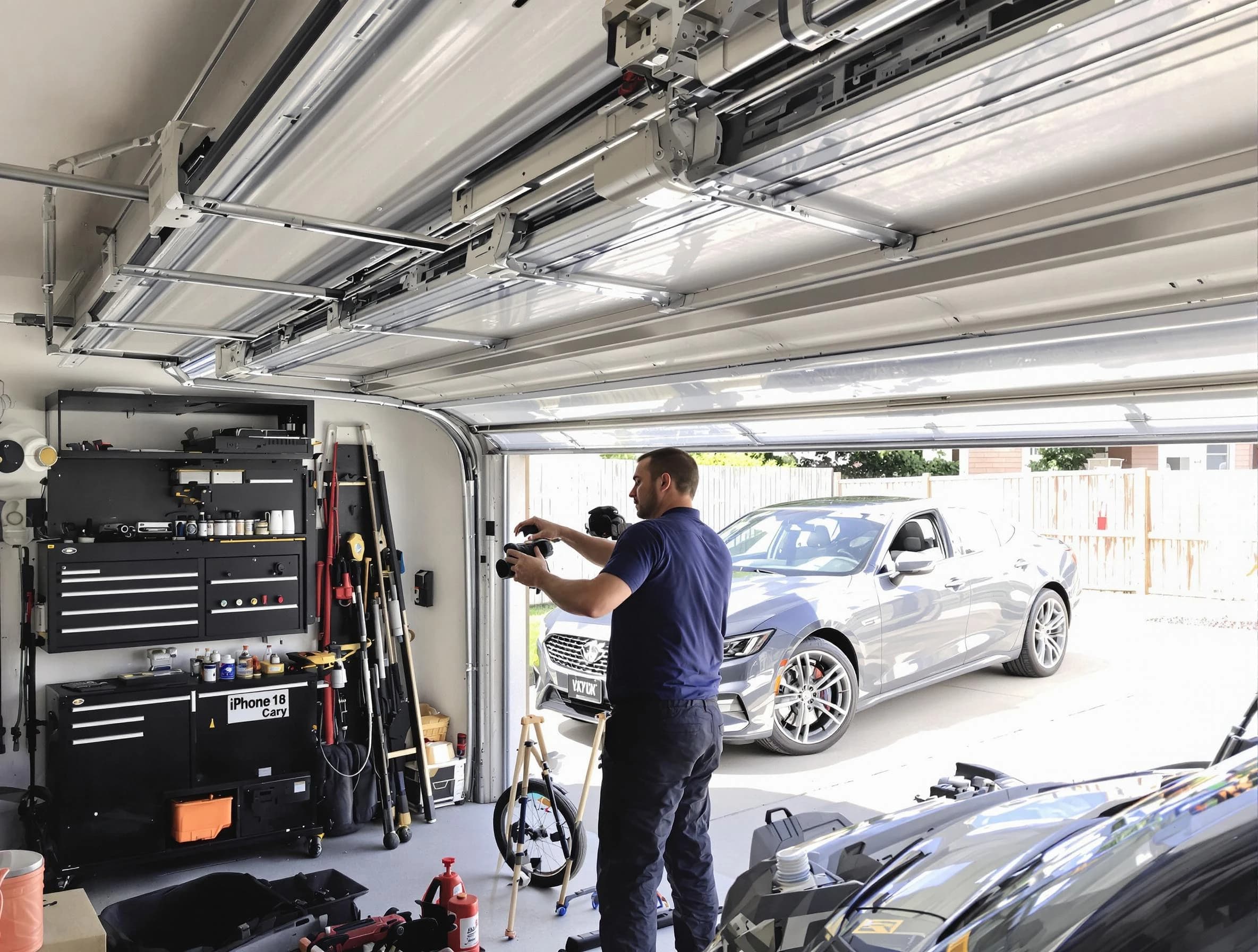 Miami Garage Door Repair technician fixing noisy garage door in Miami