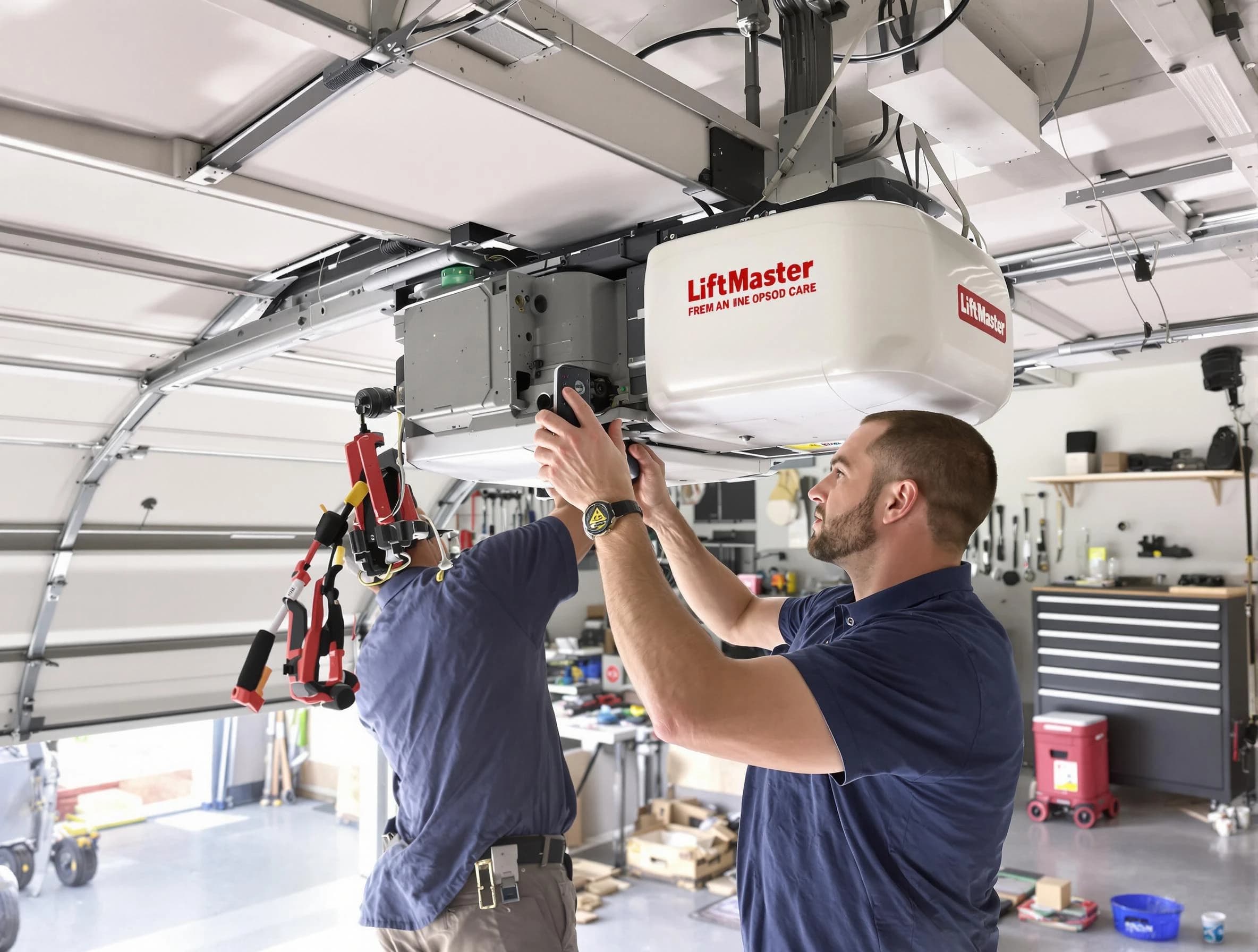 Miami Garage Door Repair technician performing advanced diagnostics on garage opener in Miami
