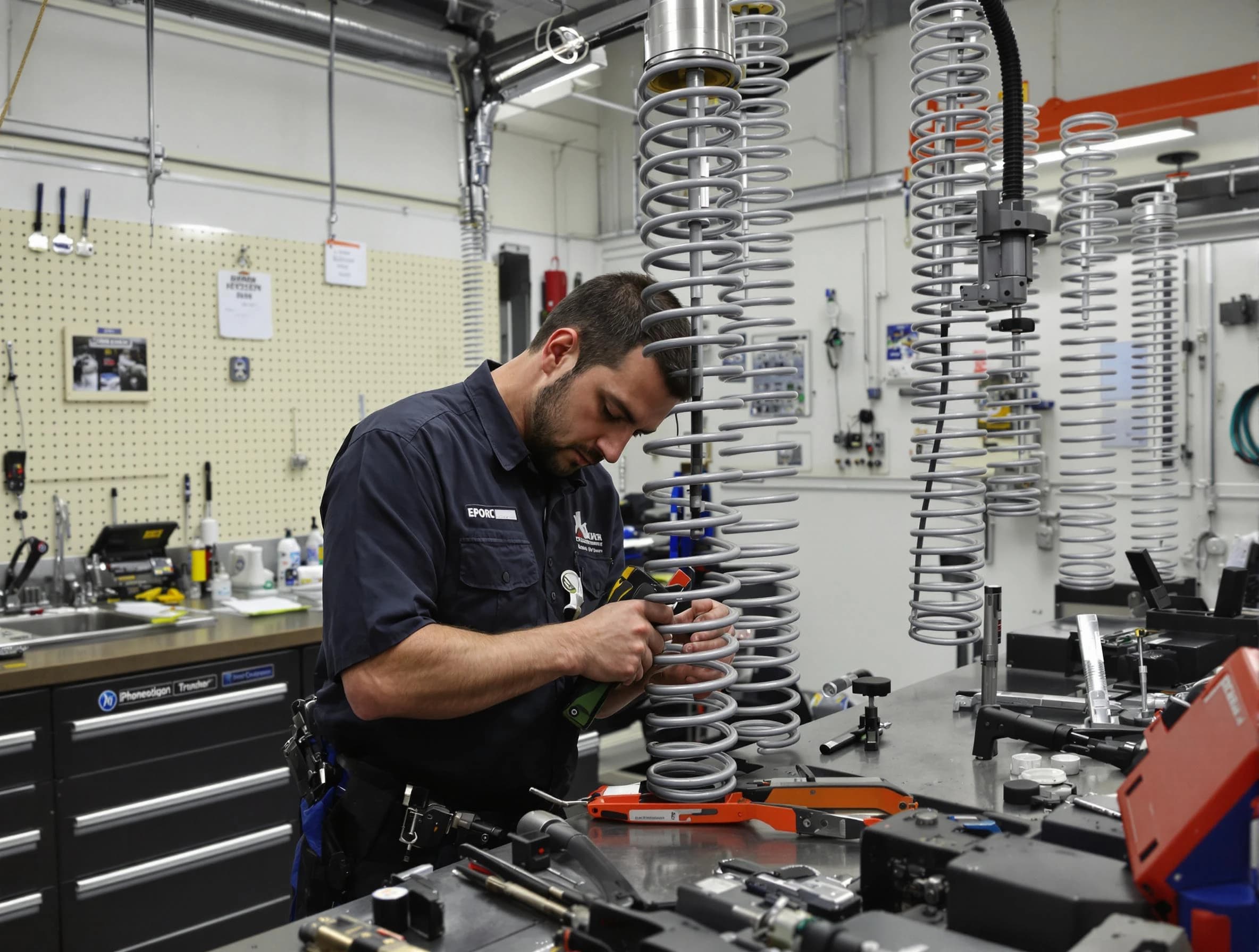 Miami Garage Door Repair technician performing spring repair in Miami