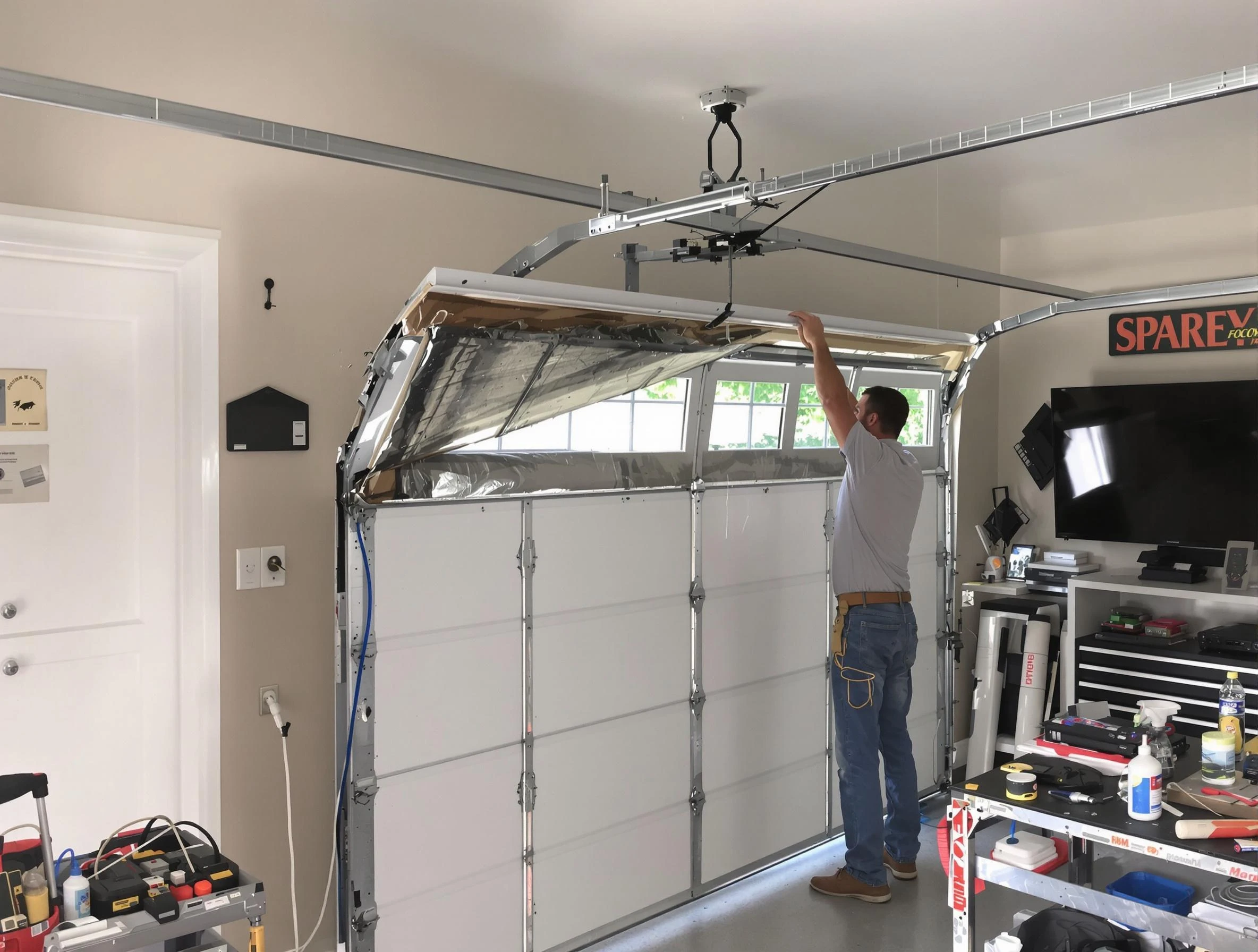 Garage door section replacement by Miami Garage Door Repair in Miami